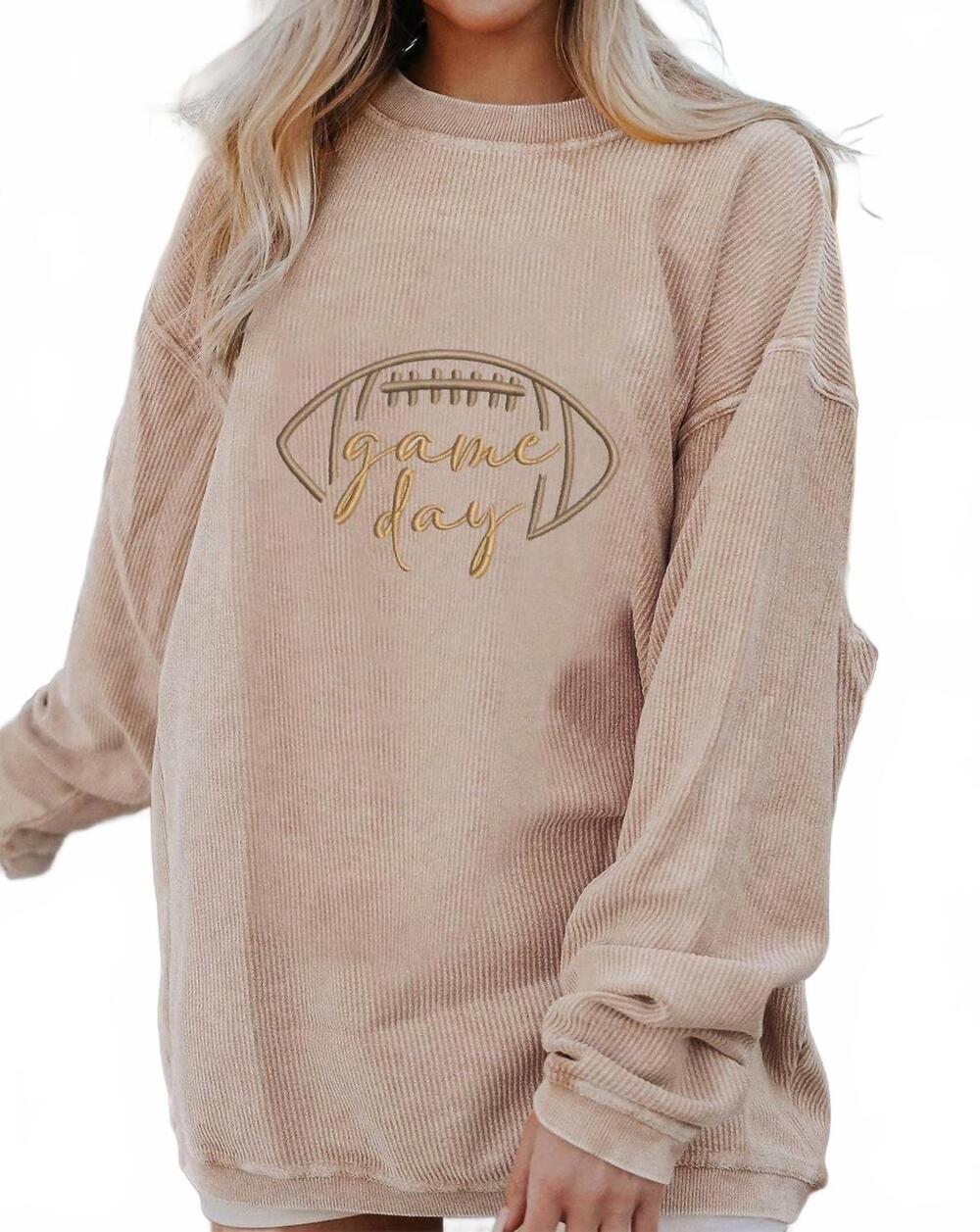 NEW LOVESOFT game day embroidered sweatshirt in apricot
